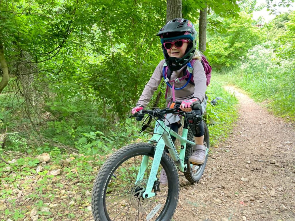 kidsbikeriprock A young girl rides on a Specialized Riprock 20