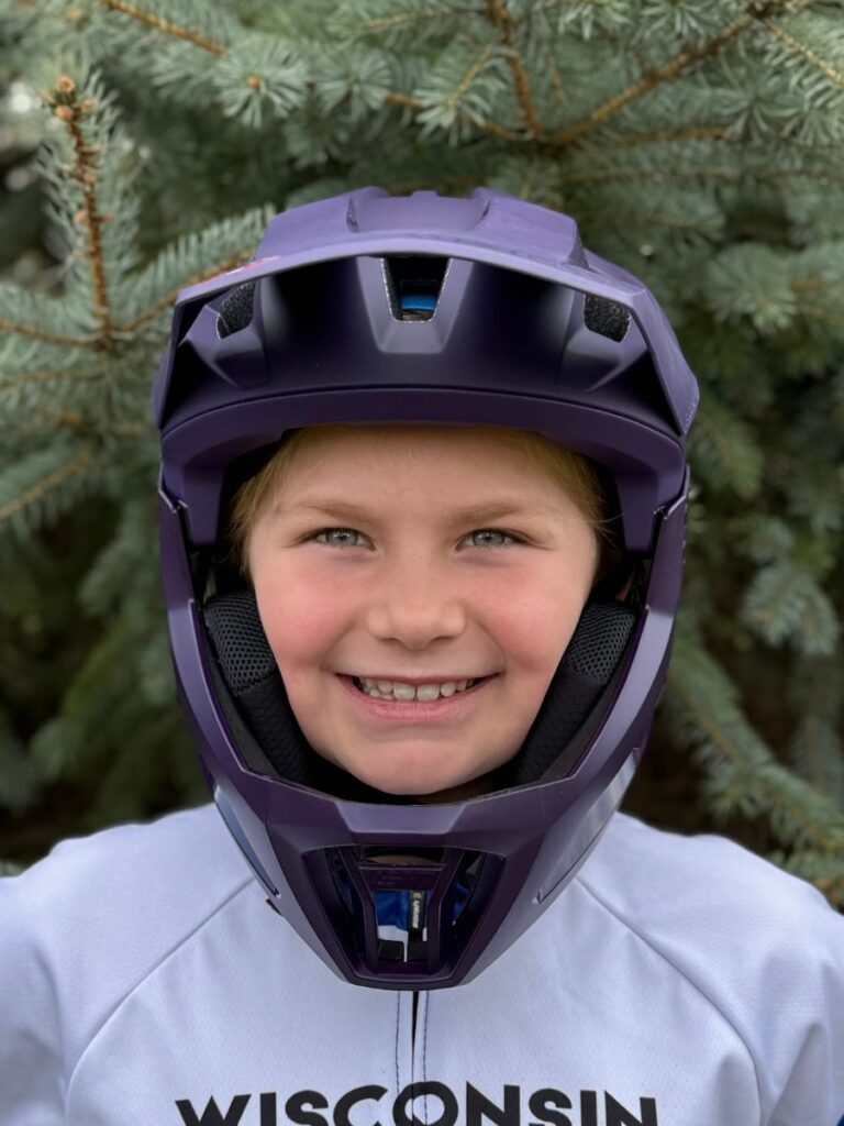 Leatt Enduro helmet on a young girl