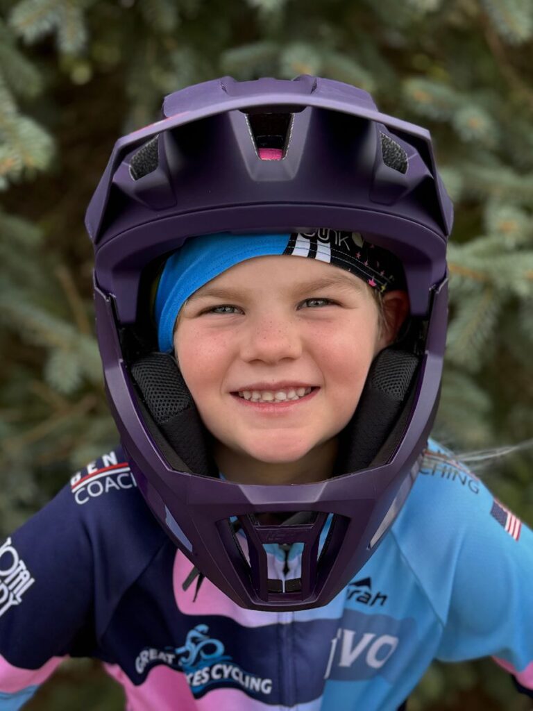 Leatt Enduro helmet on a young girl