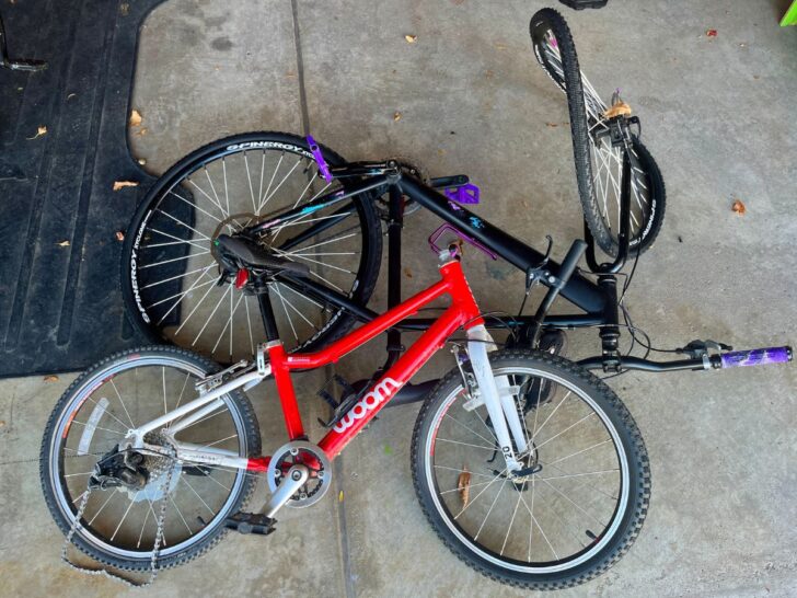 Broken bikes. Bent wheel and fork, missing handle bars