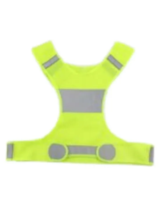 Bright yellow vest with several stripes of reflection