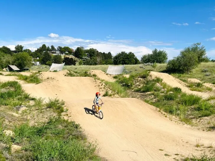 Riding Automagic downhill on the dirt pump track