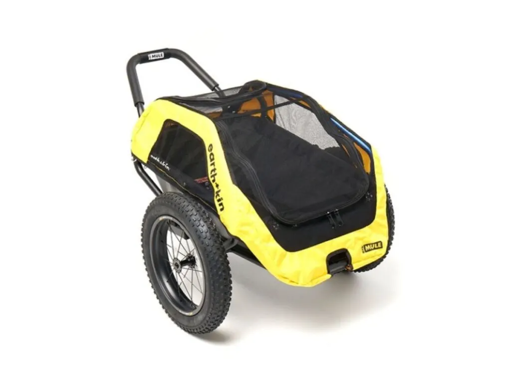 Mule with bright yellow mesh cover