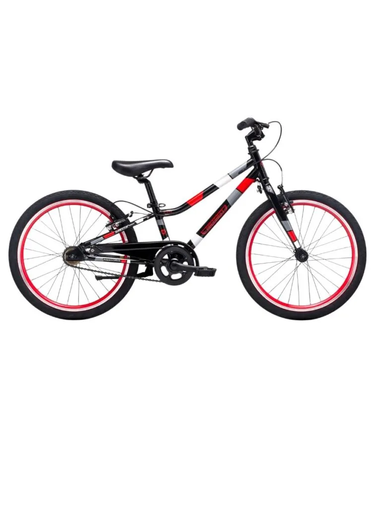 A red and black kids bike